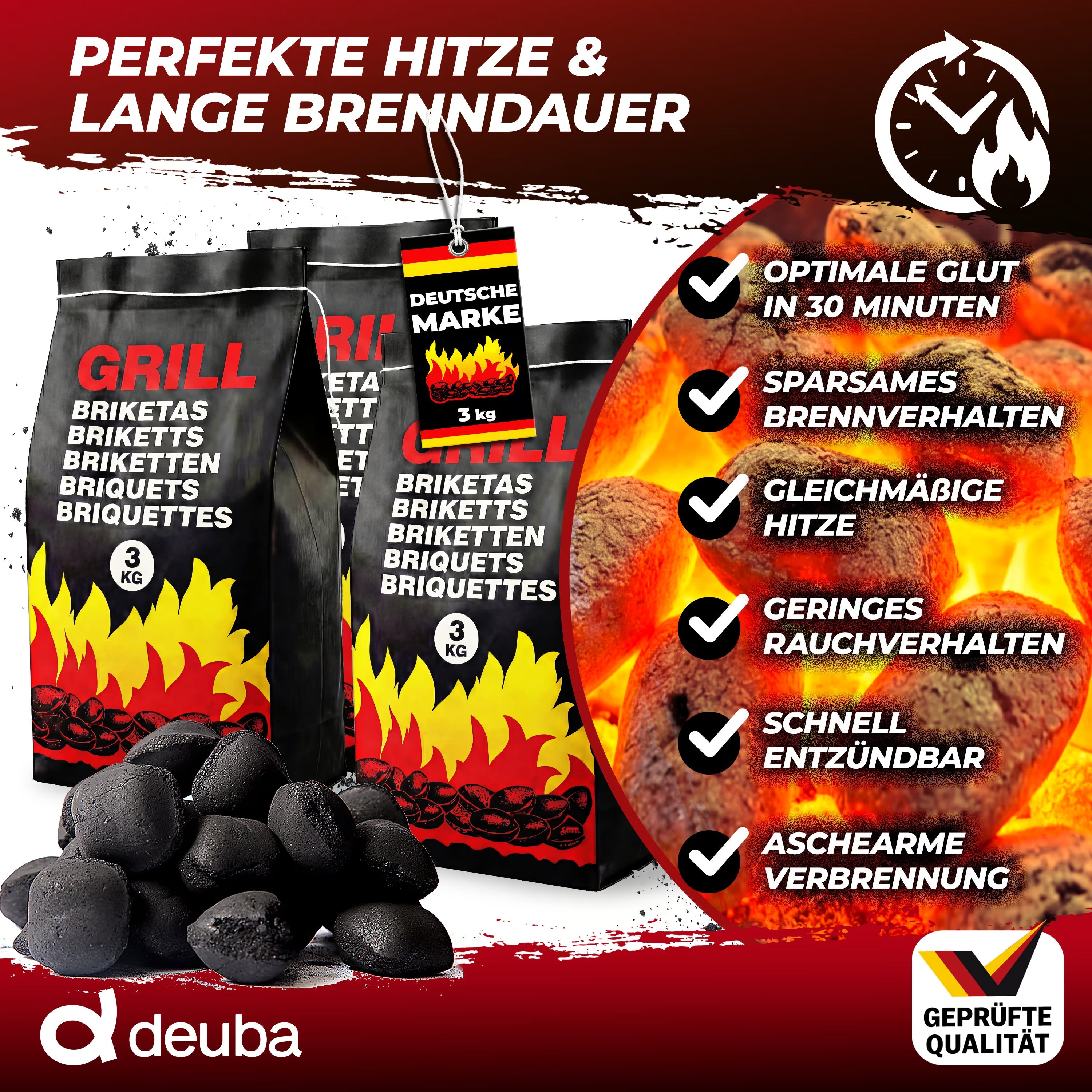 18 kg de charbon de bois en sachets de 3 kg