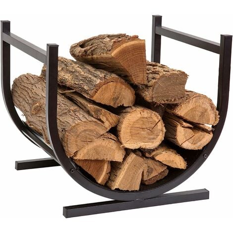 Support de bois de chauffage en métal – Étagère à bois robuste pour intérieur & extérieur (30 kg)