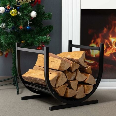 Support de bois de chauffage en métal – Étagère à bois robuste pour intérieur & extérieur (30 kg)