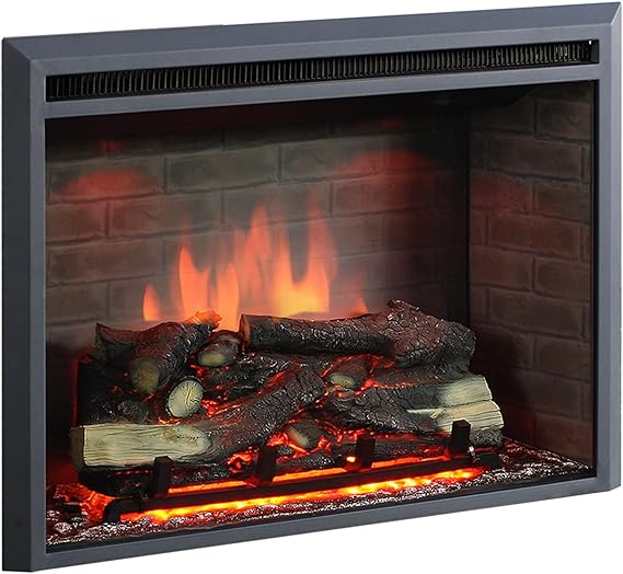 RICHEN EF4XC Cheminée électrique avec chauffage – Effet flamme 3D & Bruit de crépitement, Télécommande, Cheminée électrique sur pied en noir