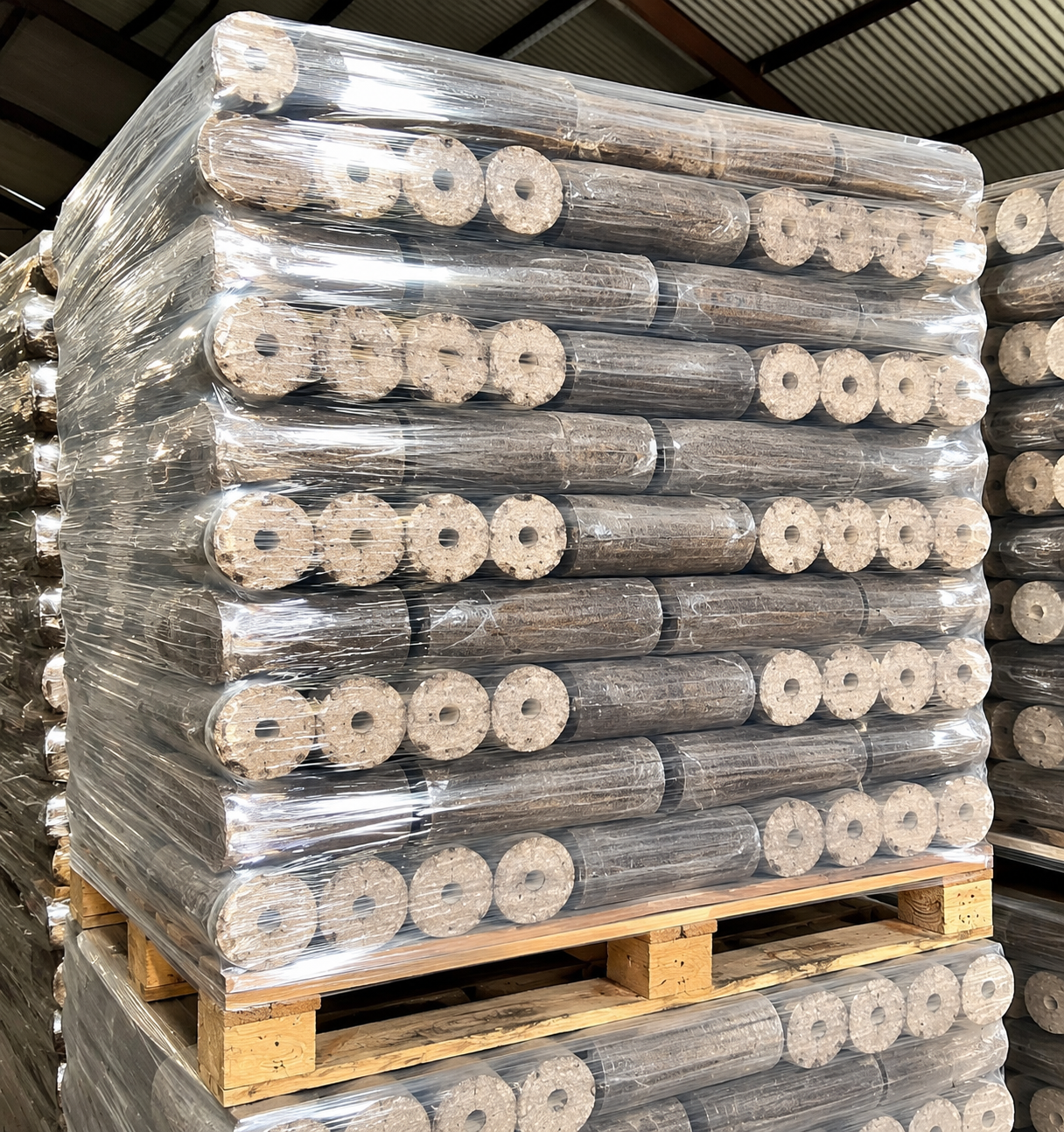 Briquettes de bois (mélange hêtre/épicéa) avec trou d'aération
