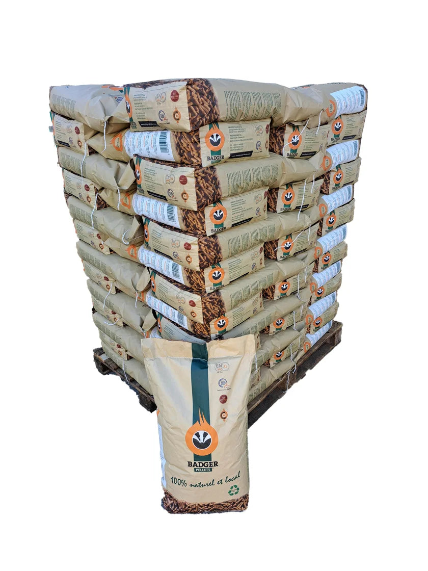 Pellets de bois BADGER – Palette de 65 sacs de 15 kg