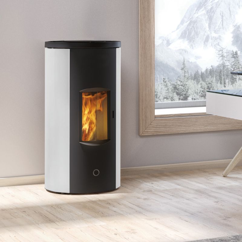 Poêle à granulés EK63 Like 80 Evo, acier blanc, sortie arrière