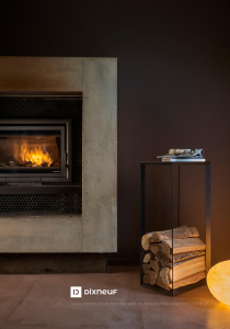 Étagère à bois en acier noir Arcadia DIXNEUF – Design moderne et robuste
