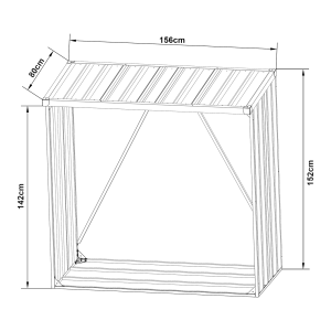 Étagère à bois pour extérieur en acier galvanisé, 156 × 80 × 152 cm, gris anthracite