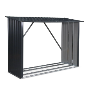 Étagère à bois pour extérieur en acier galvanisé, 156 × 80 × 152 cm, gris anthracite