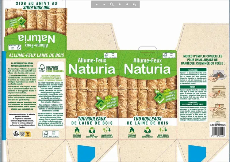 NATURIA Allume-feu en laine de bois, 100 pièces
