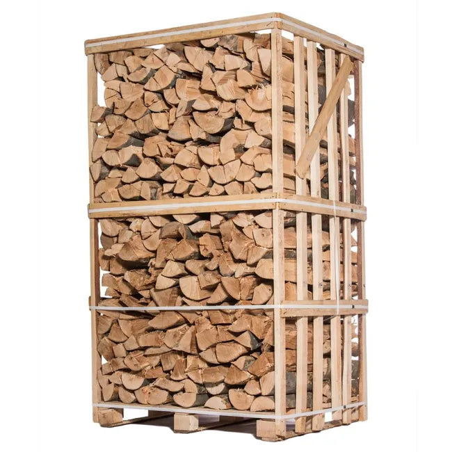 Palette de 2,5 mètres cubes de bois de chauffage séché au four 50 cm - Caisse de 2,1 m³ de bûches de chêne/hêtre/châtaignier fendues et coupées