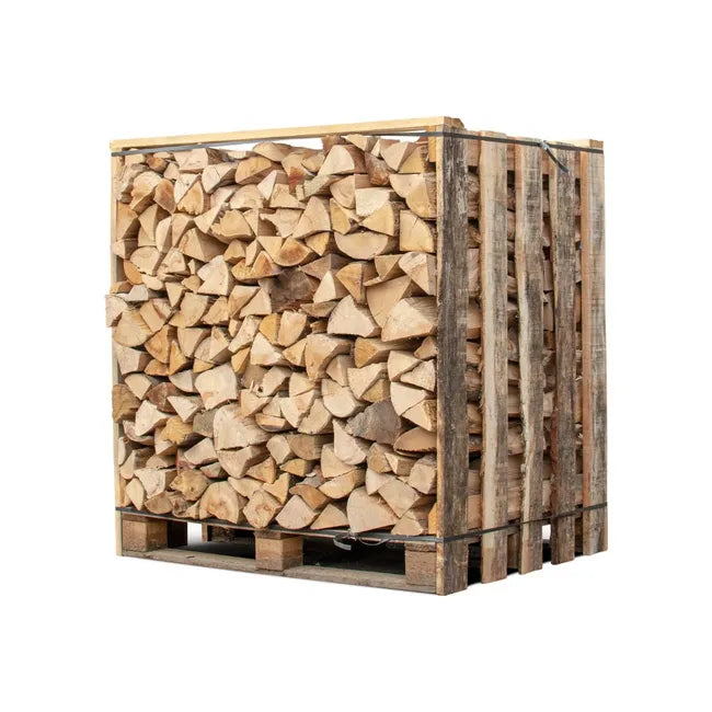 Caisse de 1,50 mètre cube de bois de chauffage 30 cm – Palette de 1,05 m³ de bois fendu et coupé (Chêne/Hêtre/Châtaignier).