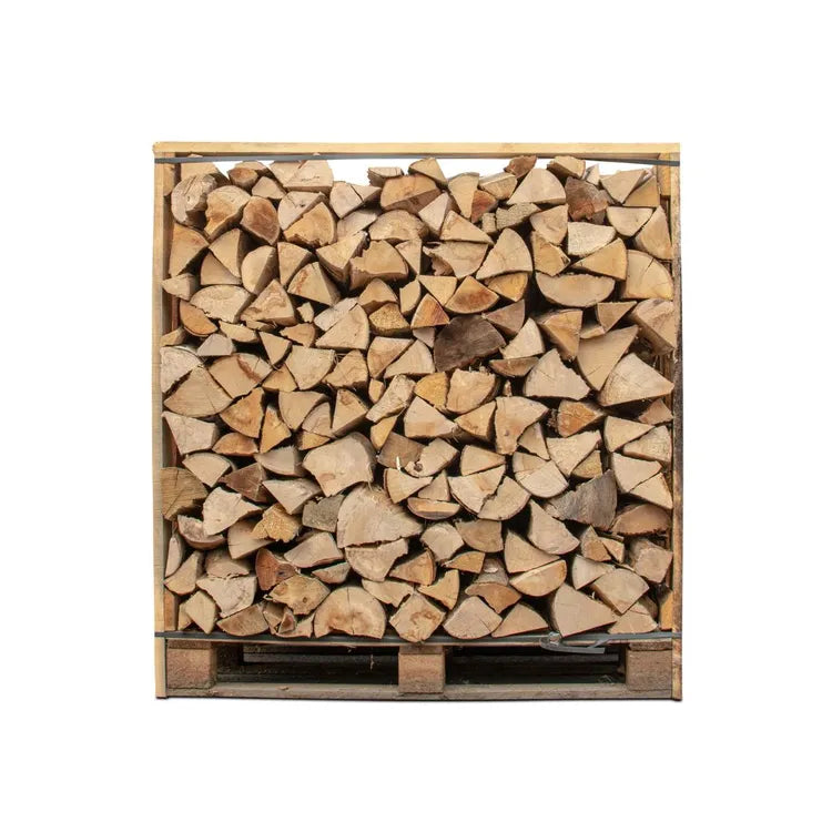 Caisse de 1,50 mètre cube de bois de chauffage 30 cm – Palette de 1,05 m³ de bois fendu et coupé (Chêne/Hêtre/Châtaignier).